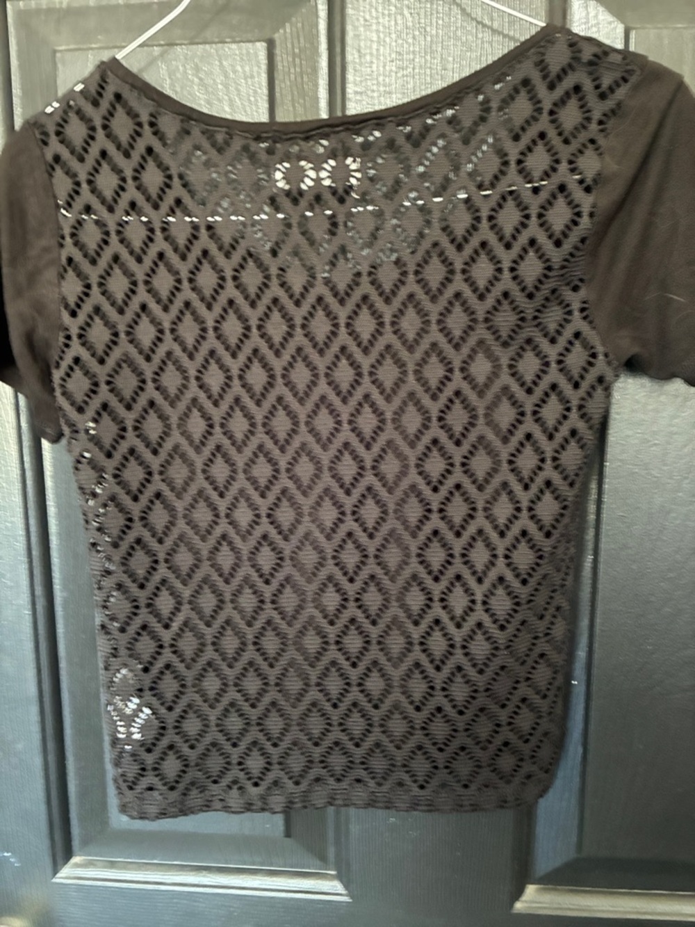 Aeropostale Black Back Crochet Short Sleeve Top S/P